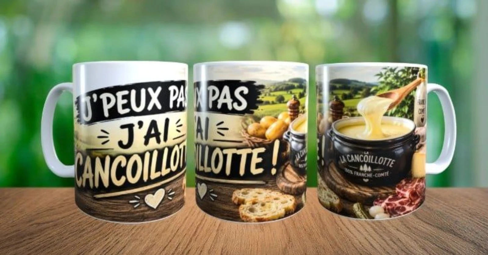 Mug humour,  j'peux pas j'ai cancoillotte 